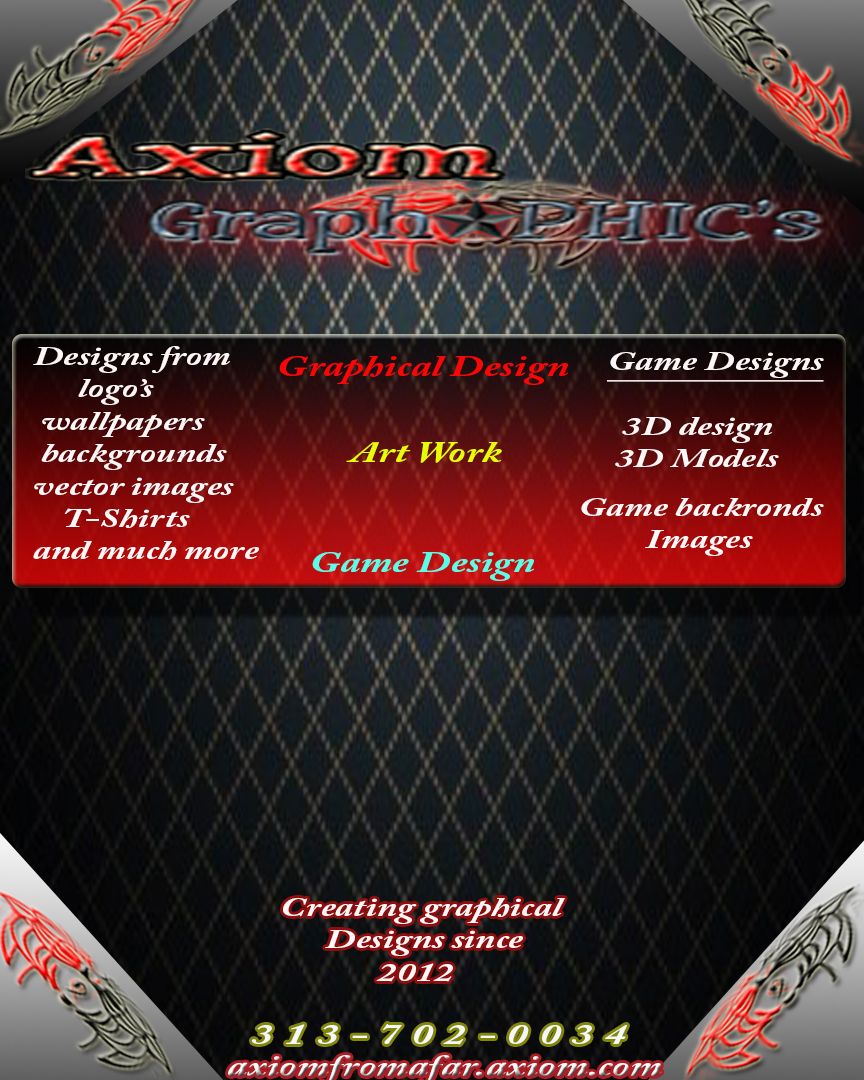 Basic flyer for Axiomgphics, Photoshop, InDesign