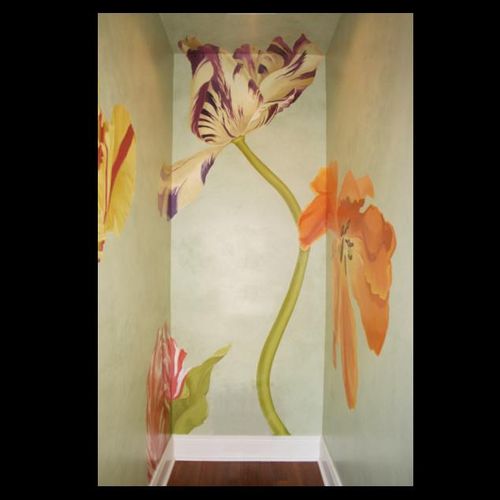 10' ceiling on this tulip mural, for a private cli