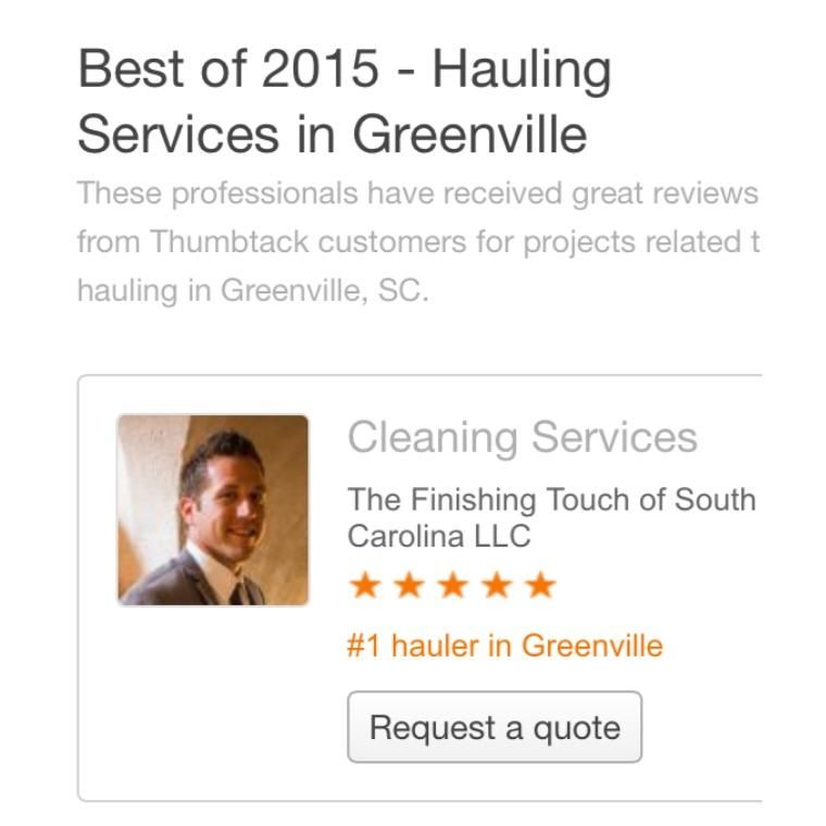 #1 Junk Hauler in Greenville, SC in 2015