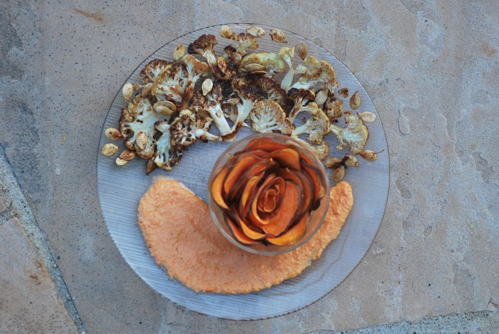 Roasted cauliflower trees + sweet n spicy seeds + 