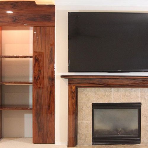 Bolivian Rosewood Media Cabinet and Fireplace Mant