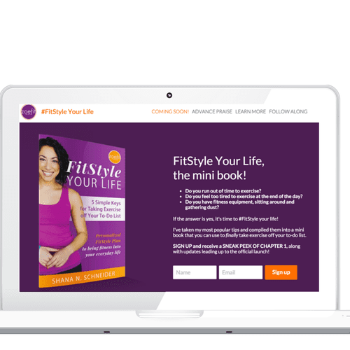 Landing page for e-book launch