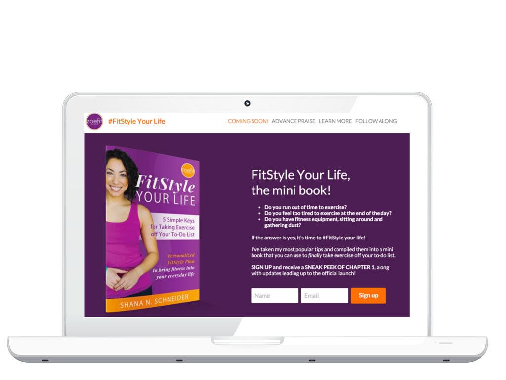 Landing page for e-book launch