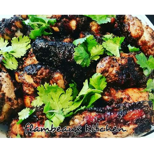 Jerk wings with honey and cilantro 