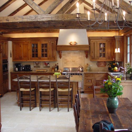 New kitchen with decorative trusses built with 100