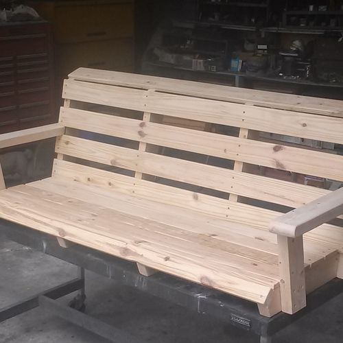 Custom handmade benches and swings