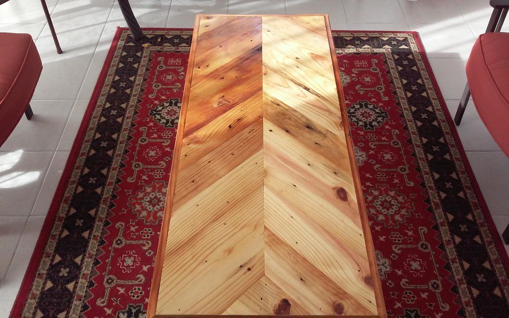 Custom coffee table made from reclaimed wood.