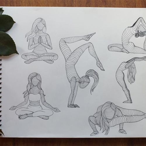 Yoga girl line drawings, the start of a business l