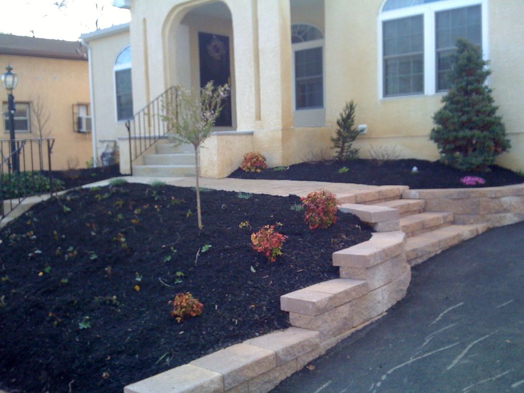 hardscaping new walkway, retaining walls, driveway