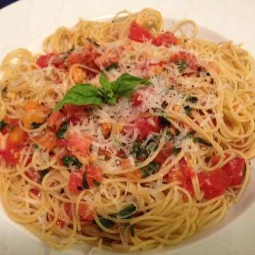 Mulit-grain angel hair pasta with fresh tomatoes a