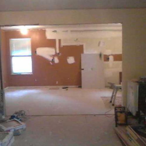 kitchen tear out along with living room flooring t