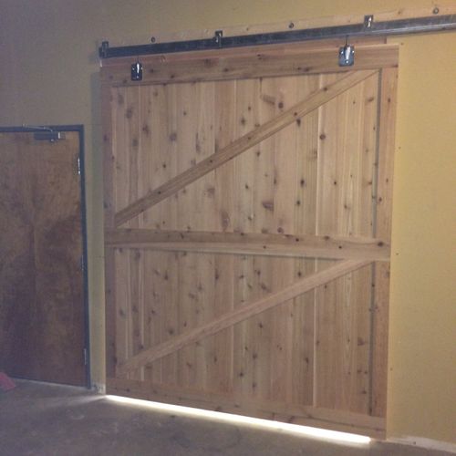 Custom made barn door for warehouse storage