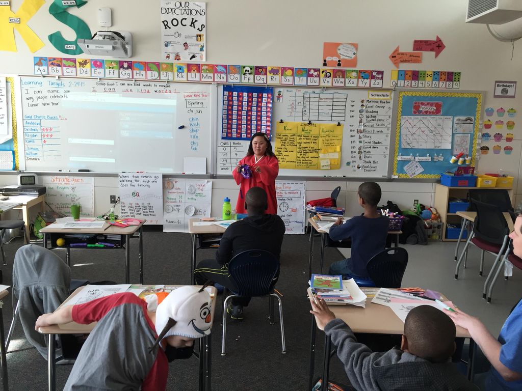 Teaching the class about Lunar New Year