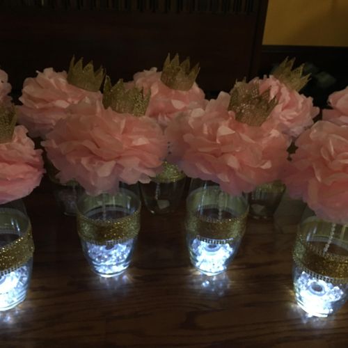 custom event Table Centerpieces for a Royal First 