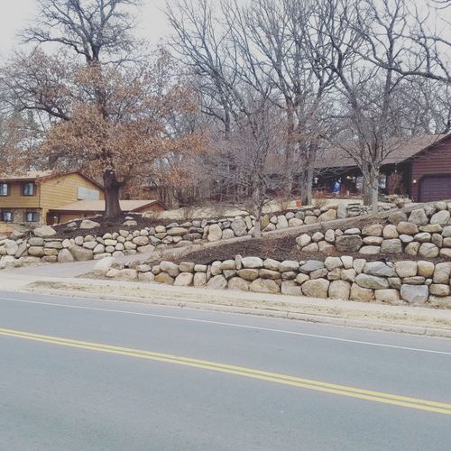 Fieldstone Boulder Retaining Walls we completed in