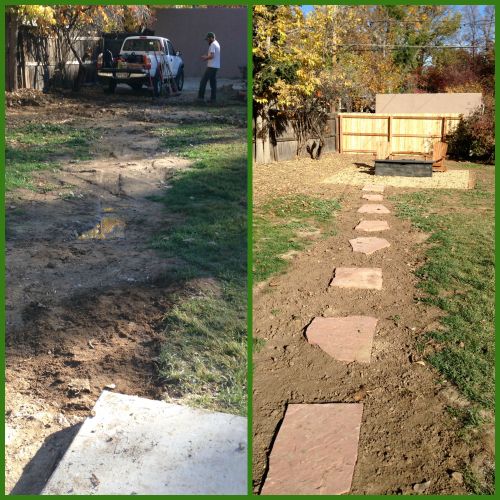 Yard transformation - simple flagstone path with g