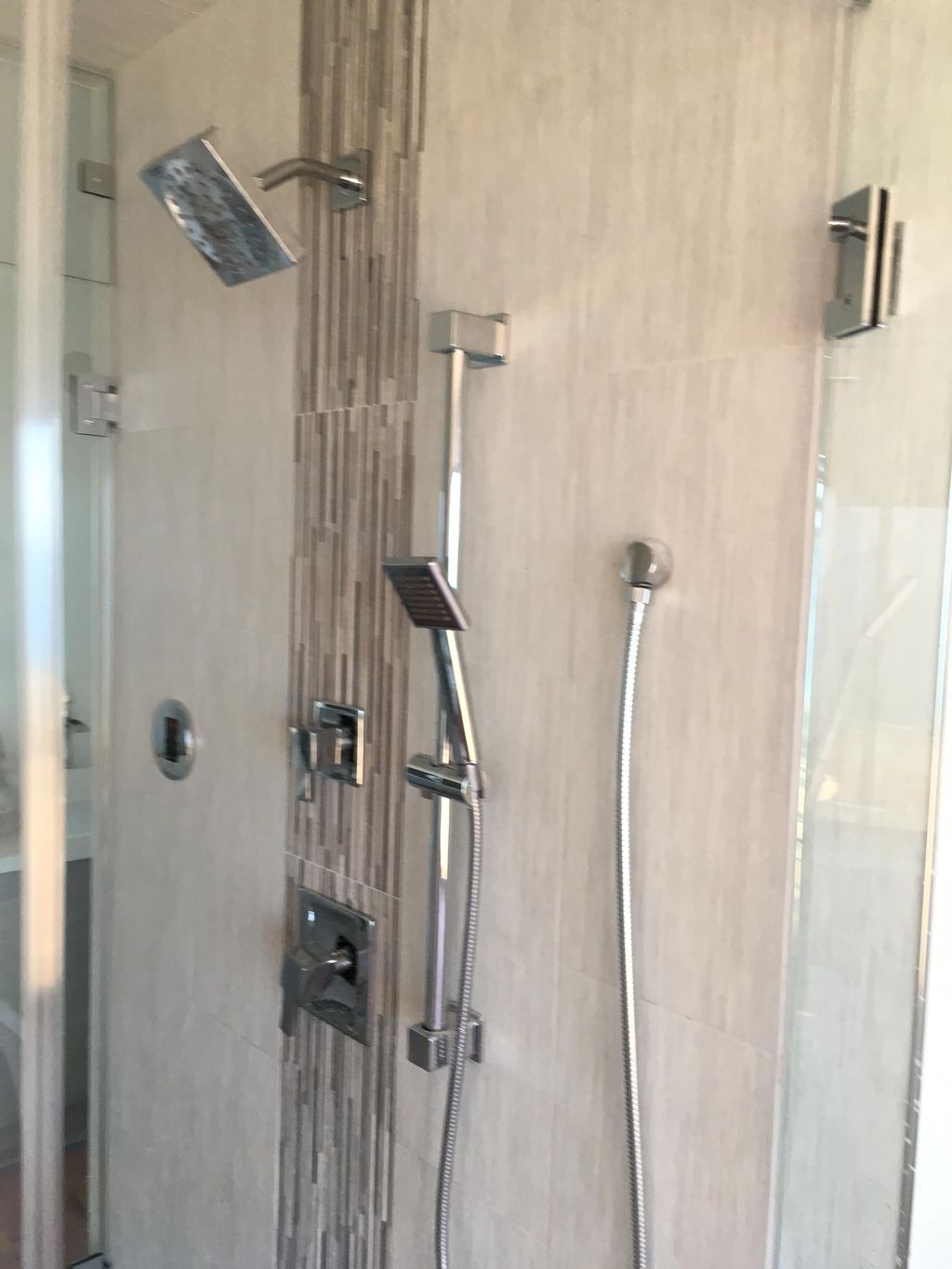 Finished shower with diverter valve and steamer in