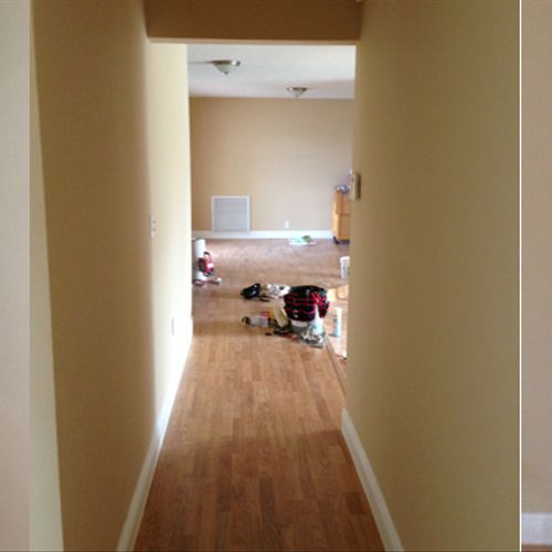 Hallway before and after house painting