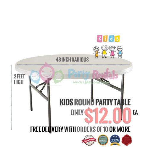 2' high by 48 Inches across Kids Round Party Table