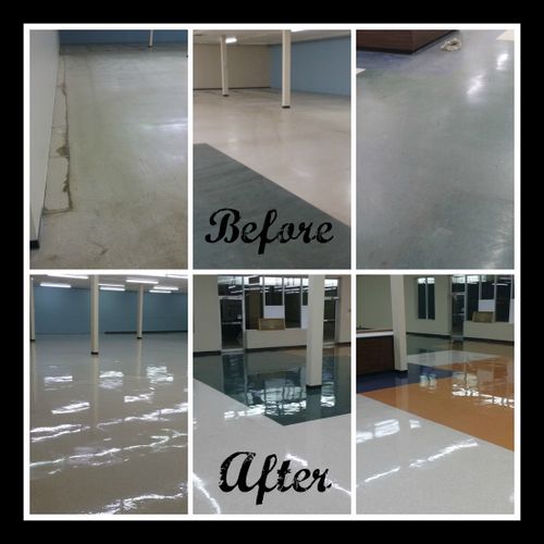 Retail store floor strip and wax