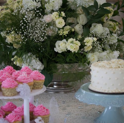 Desserts station with french buttercream cake for 