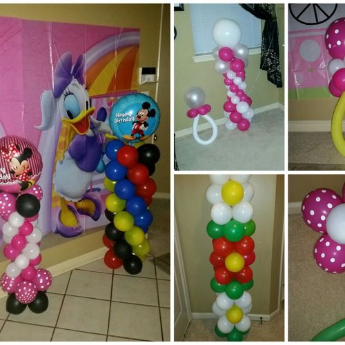 Mickey and Minnie Mouse columns, flower Column