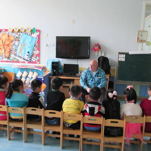 Morning kindergarten class in Shanghai, China.