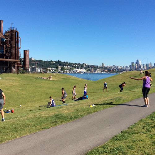 Company boot camp at Gasworks Park in Seattle!