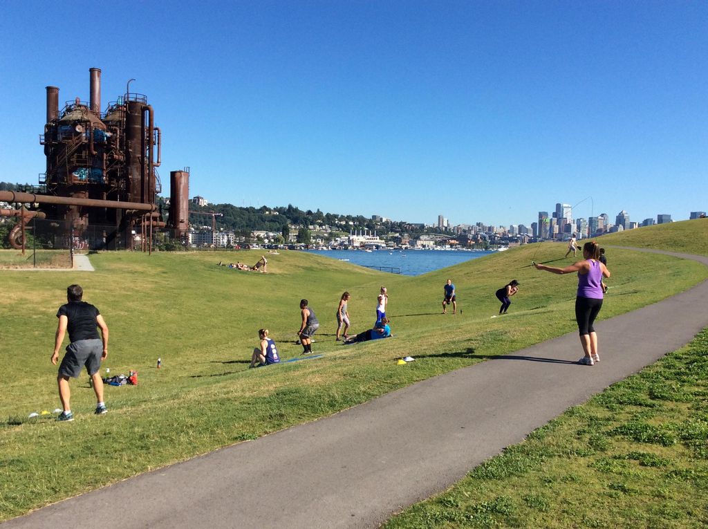 Company boot camp at Gasworks Park in Seattle!