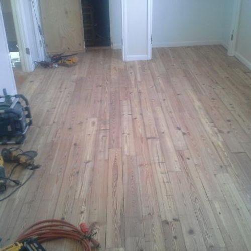 Installed wood flooring
