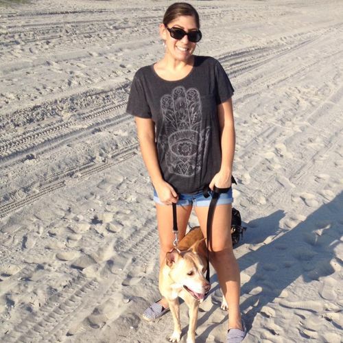 Jenn with Delta, a rescue Carolina Dog