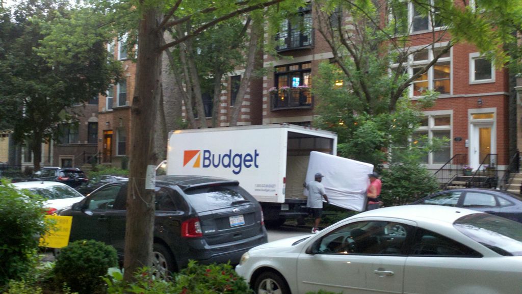 Unloading in downtown Chicago 3 blocks from Wrigle