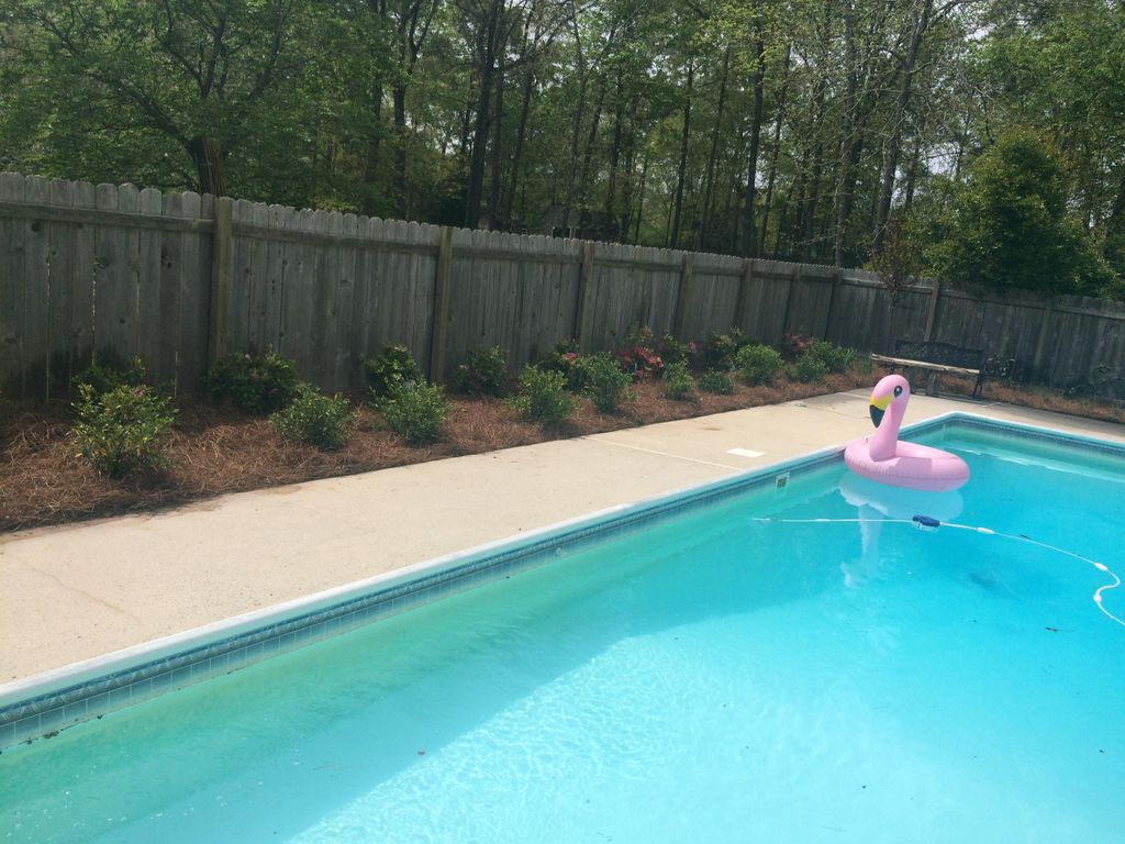 Landscape installation around pool