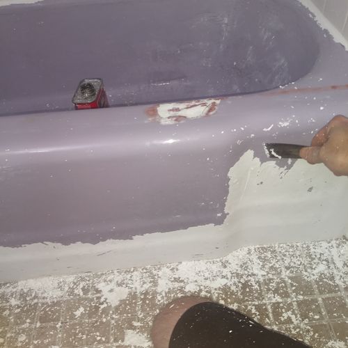 1960s lavender tub that was refinished incorrectly