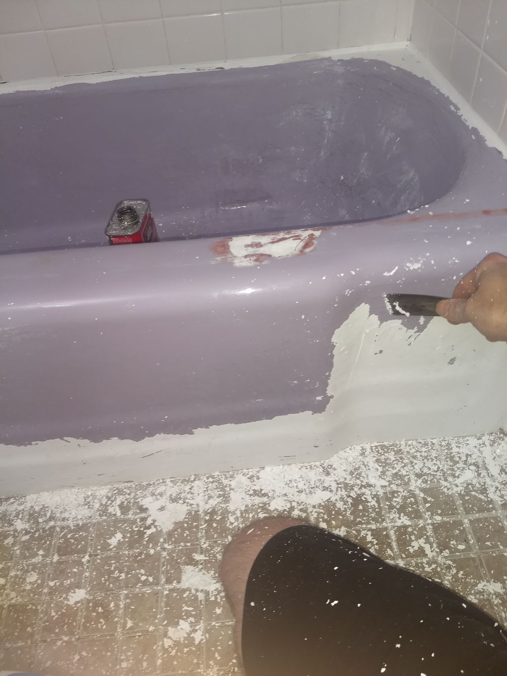 1960s lavender tub that was refinished incorrectly
