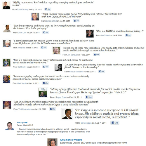 Comments from people about Dr. Ron Capps the Niche