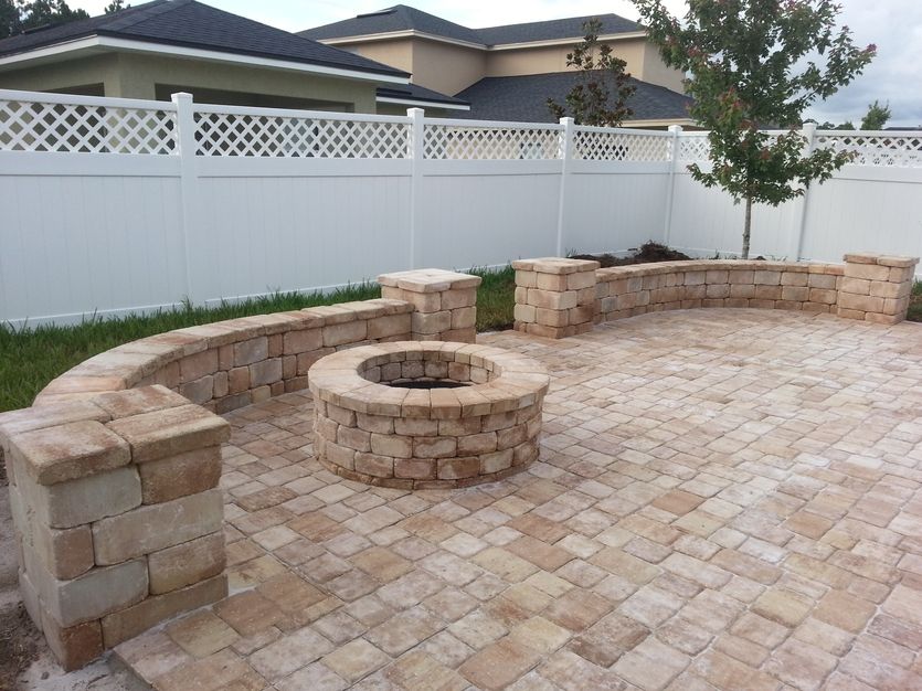 firepit and sitting wall