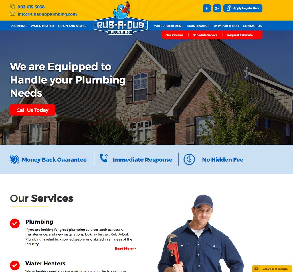 Rub-A-Dub Plumbing - Website Design
