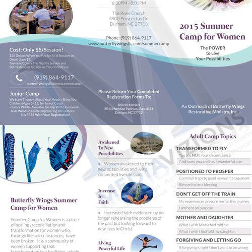 Brochure for the 2015 Butterfly Wings Summer Camp 