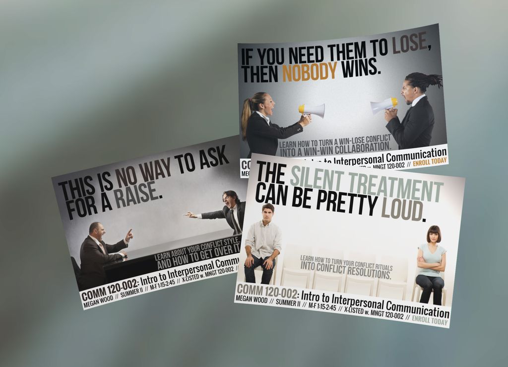 Flyers for university course. Also displayed in di