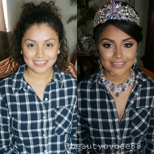 Quinceanera photo shoot make over. Hair and makeup
