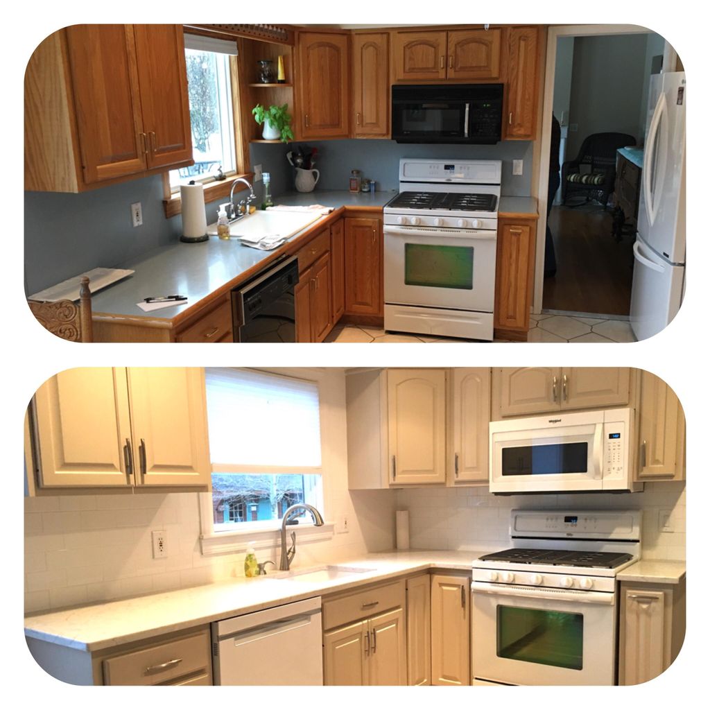 Repainting a dated kitchen can give it a completel