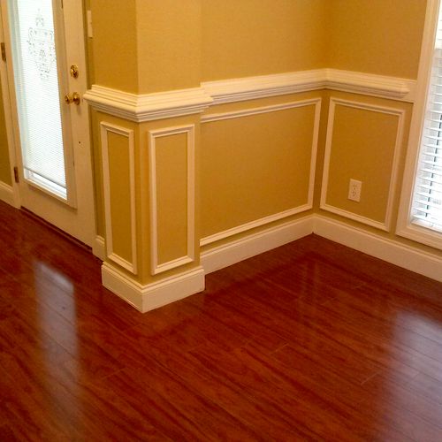 Removed carpet, installed blinds, shoe molding, ch
