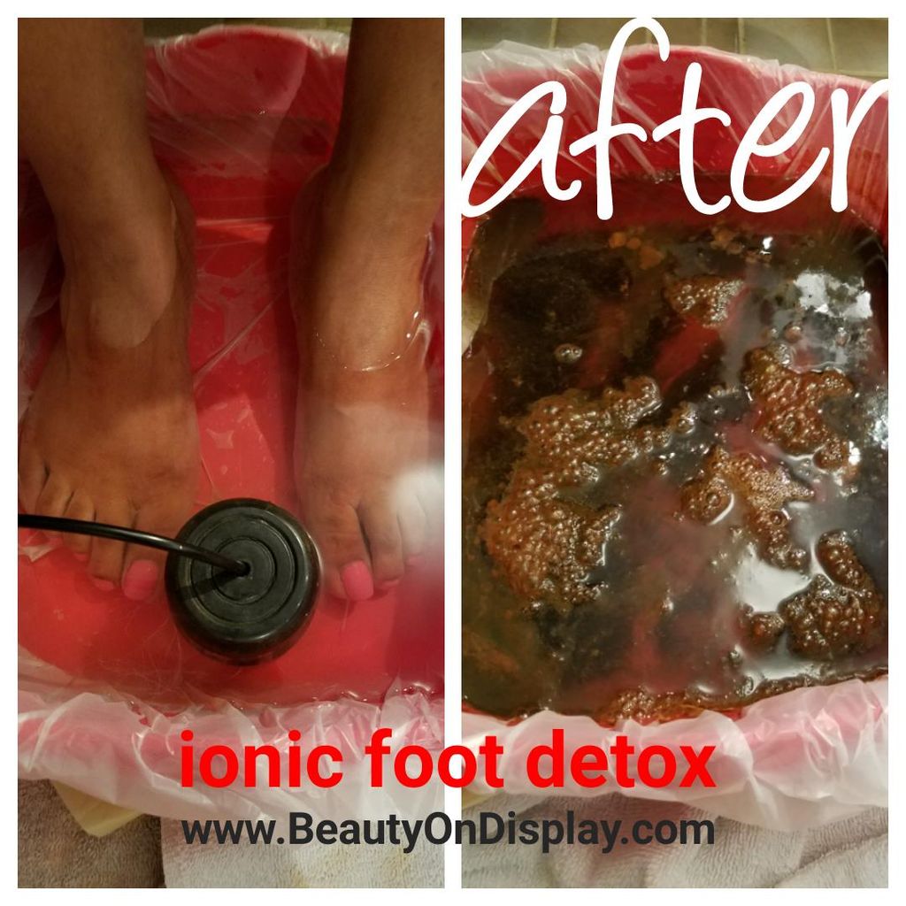 Before/after Ionic Foot Detox to rid the body of h