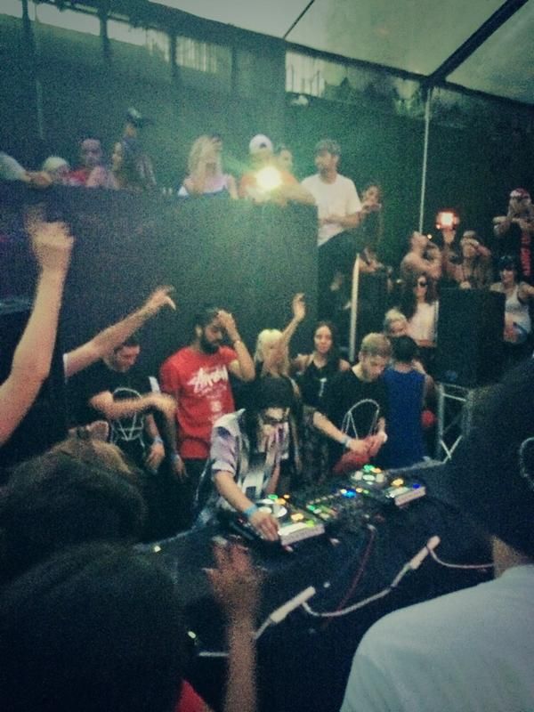 Hanging with Skrillex at the OWSLA 3yr Birthday Pa