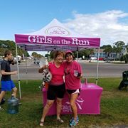 Helping Lisa cheer on the runners at the Girls Fun