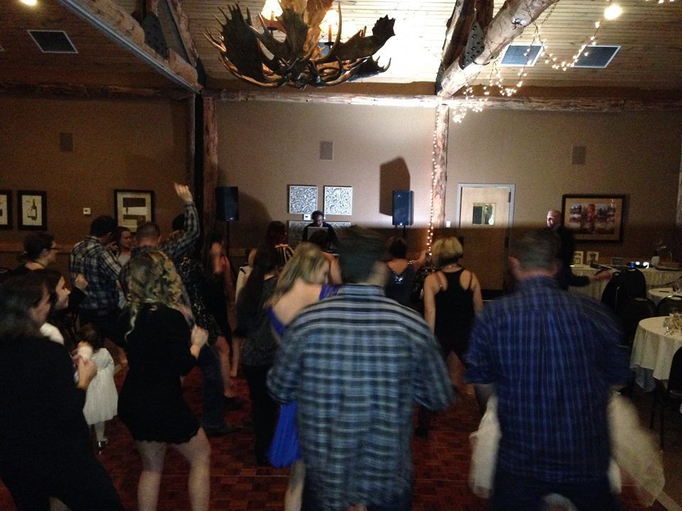 Wedding guests dancing the night away