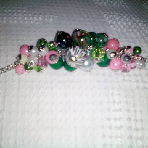 Pink and Green Statement Bracelet