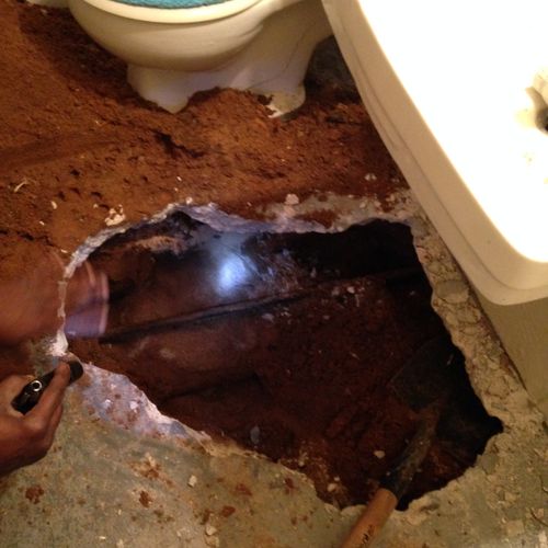 BUSTED PIPE UNDER CONCRETE SLAB