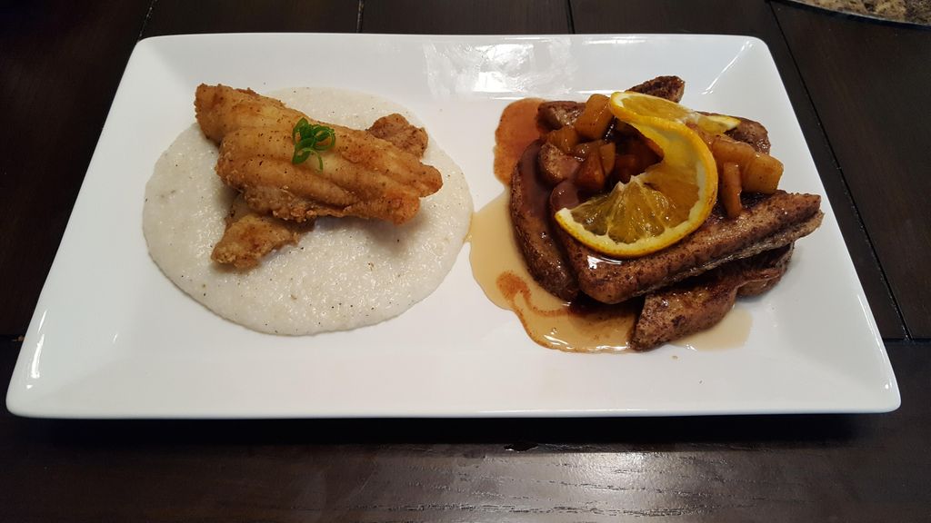 Fish and "Life is But a Dream" Grits, French Toast